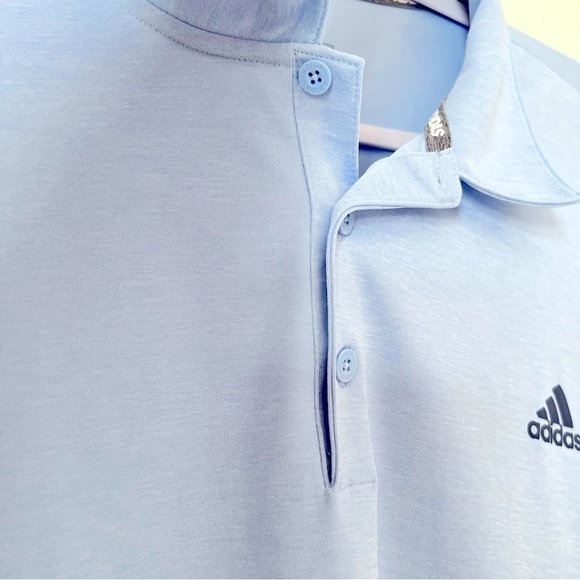 Adidas Men's Athleisure Light Blue Line Design 3 Button Polo Shirt XL - Picture 2 of 11